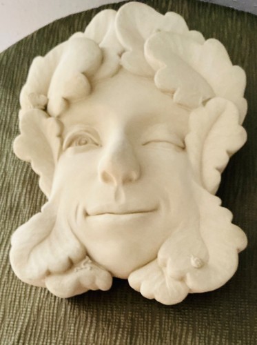 George CARRUTH  PERSEPHONE Winking Woman Cement Garden Plaque signed 1997