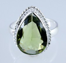 Certified Natural Olive Green Peridot 12.35 Ct Pear Gemstone Ring Birthday Gift