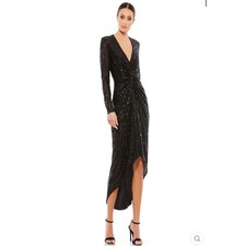 Mac Duggal 26549 Black Sequin High-Low Cocktail Dress size 10 (New)