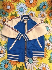 OshKosh Blue  White Bomber Jacket 4T BAM Graphic Striped Ribbing Embroidered