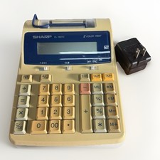 Sharp EL-1801C Printing Calculator 12 Digit 2 Color Print w/ Adapter