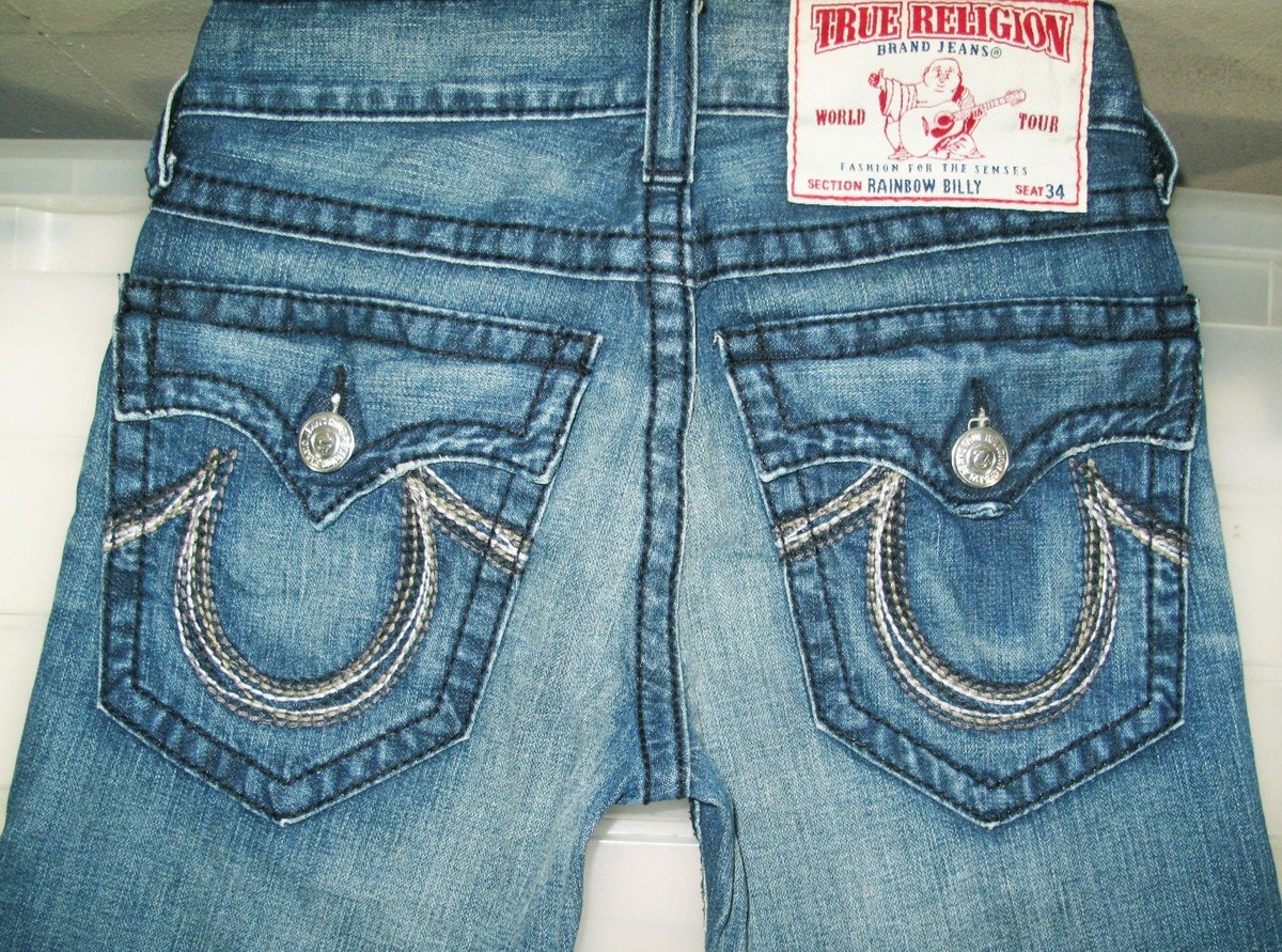 HOT USA Men TRUE RELIGION BILLY RAINBOW BOOTCUT Denim Jeans 28 x34