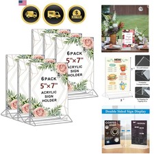 Clear Acrylic Sign Holder 5x7 Inch Double Sided Table Display Stand