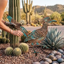 Roadrunner Garden Stake, Metal Yard Art, Sout...
