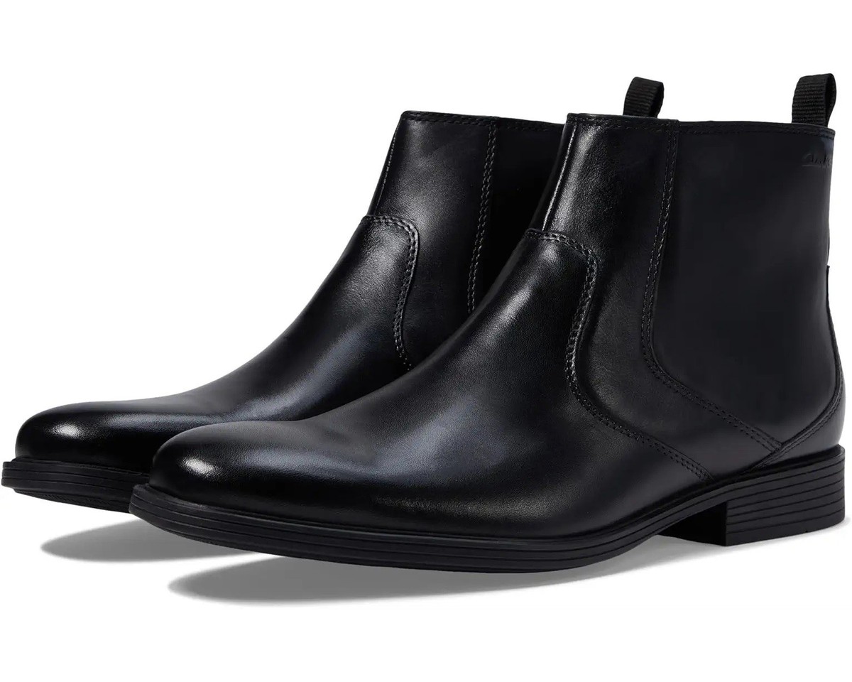 Clarks Whiddon Zip Ankle Leather Boot Waterproof Black Size 