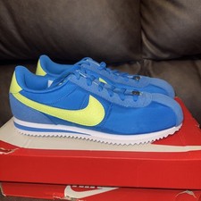 Nike Kids Cortez BG Photo Blue Light Lemon Twist Sneakers 5Y Synthetic Low Top