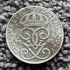 1949 Sweden 1 Ore, Gustaf V (Iron, 1.75 g, 16 mm), VF