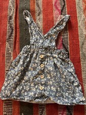 ZARA Blue Floral Girls 3-4 Years Pinafore Jumper Dress