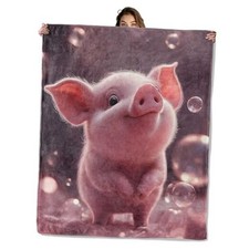 Cute Pig Animal Blanket 50x60 in, Flannel Throw Blankets for Travel Camping