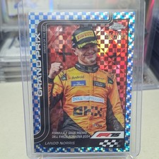 2025 Topps Chrome F1 Lando Norris Driver of the Day #128 Blue Checker Flag /150