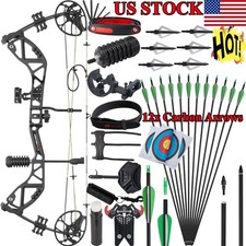 30-70lbs Archery Compound Bow Wheelbase 30.5''  Carbon Arrows for Hunting Shoot