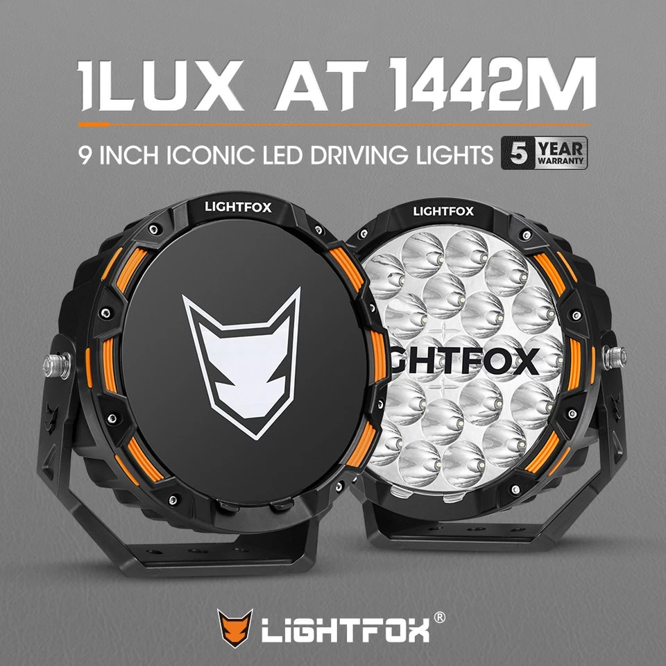 Lightfox 9inch Osram LED Driving Lights Round Spotlights Offroad Truck
