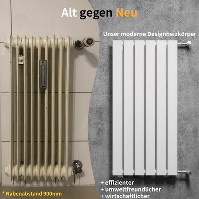 Badheizkörper Paneelheizkörper Seitenanschluss Nabenabstand 900mm Anthrazit/Weiß