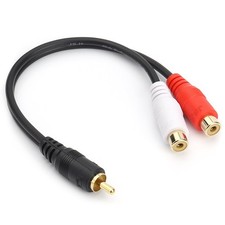 RCA M to 2 RCA F Stereo Audio Y Adapter Subwoofer Cable 24k Gold Plated ...