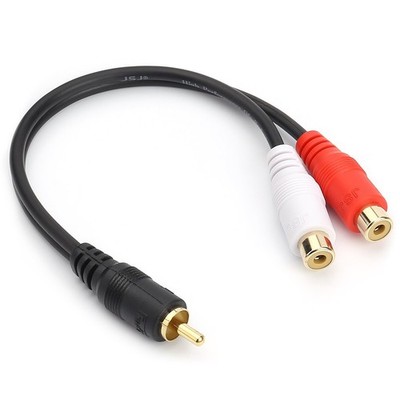 RCA (M) to 2 RCA (F) Stereo Audio Y Adapter Subwoofer Cable (24k Gold Plated)...