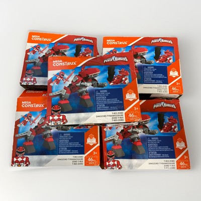 LOT of 5 Mega Construx Saban's Power Rangers T-Rex Zord 46 Piece Set ACCEPTABLE