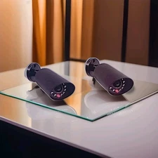 2 Dummy Fake Security Camera Red LED Light Home Business Security Indoor/Outdoor