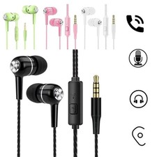 3.5mm Wired Earphones with Mic Stereo Bass Headphones In Ear Headset Control
