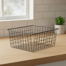 Metal Wire Baskets Farmhouse Decor Food Storage Organizer Household Bin Handles