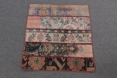 Vintage Turkish Rug, 2,2x2,3 ft Small Rug, Brown Blue Ombré Wool Rug
