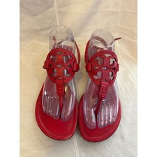 Sandalias Tory Burch Miller de cuero rojo tacón bloque correa al tobillo para mujer 8M