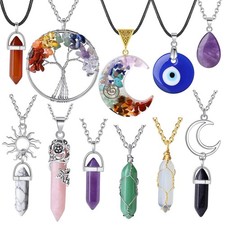 11 Pcs Crystal Necklaces for Women Evil Eye Necklace Crystals Necklace Set Bo...