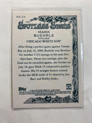 Mark Buehrle 2023 Allen & Ginter Chicago White Sox #SS-23 Spotless Spans Card - Bild 2 von 2