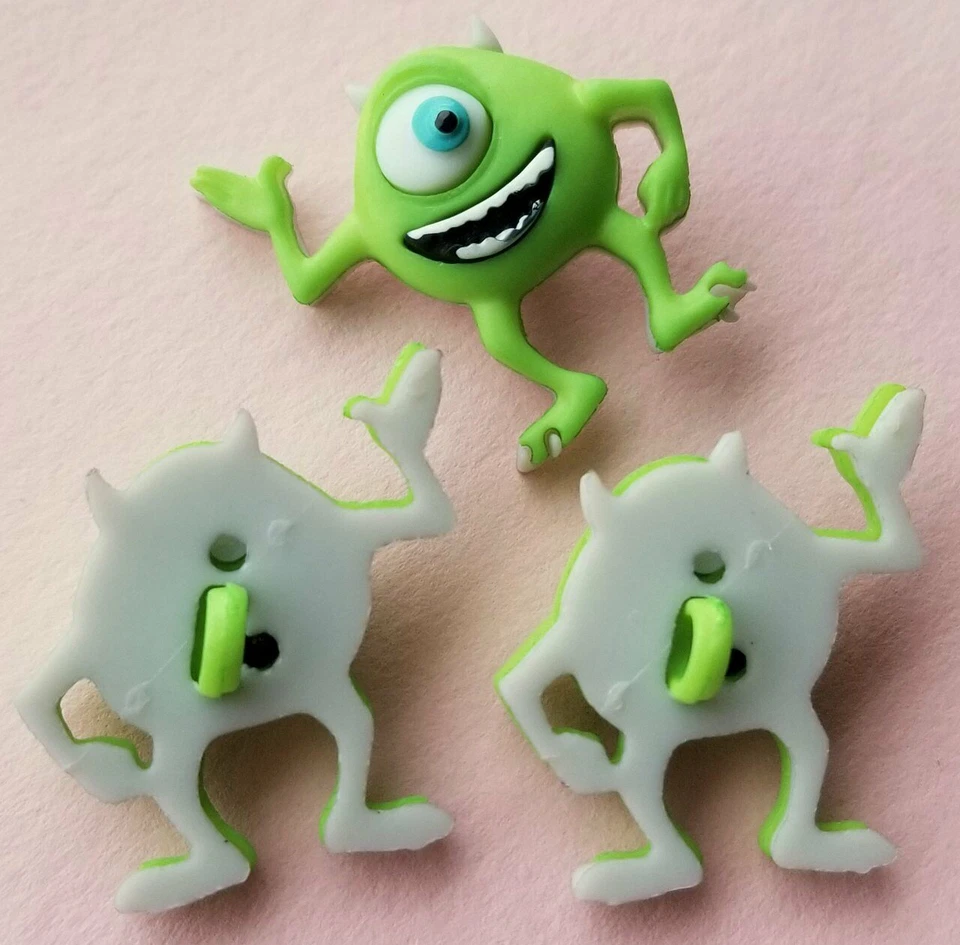 Craft Buttons MIKE WAZOWSKI Monsters Inc Disney Halloween Cyclops Dress It Up - Image 2 of 2