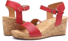 DREAM PAIRS Womens Ankle Strap Open Toe Platform Wedge Sandals Size 7 Red