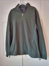 Men's Fleece Pullover Large 1/4 Zip Soft Dark Green Easy Care Croft and Barrow