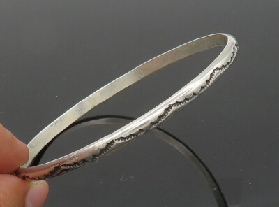 アクセサリー Navajo / silver bangle NAVAJO 925 Silver Vintage Etched Pattern Shiny Bangle Bracelet