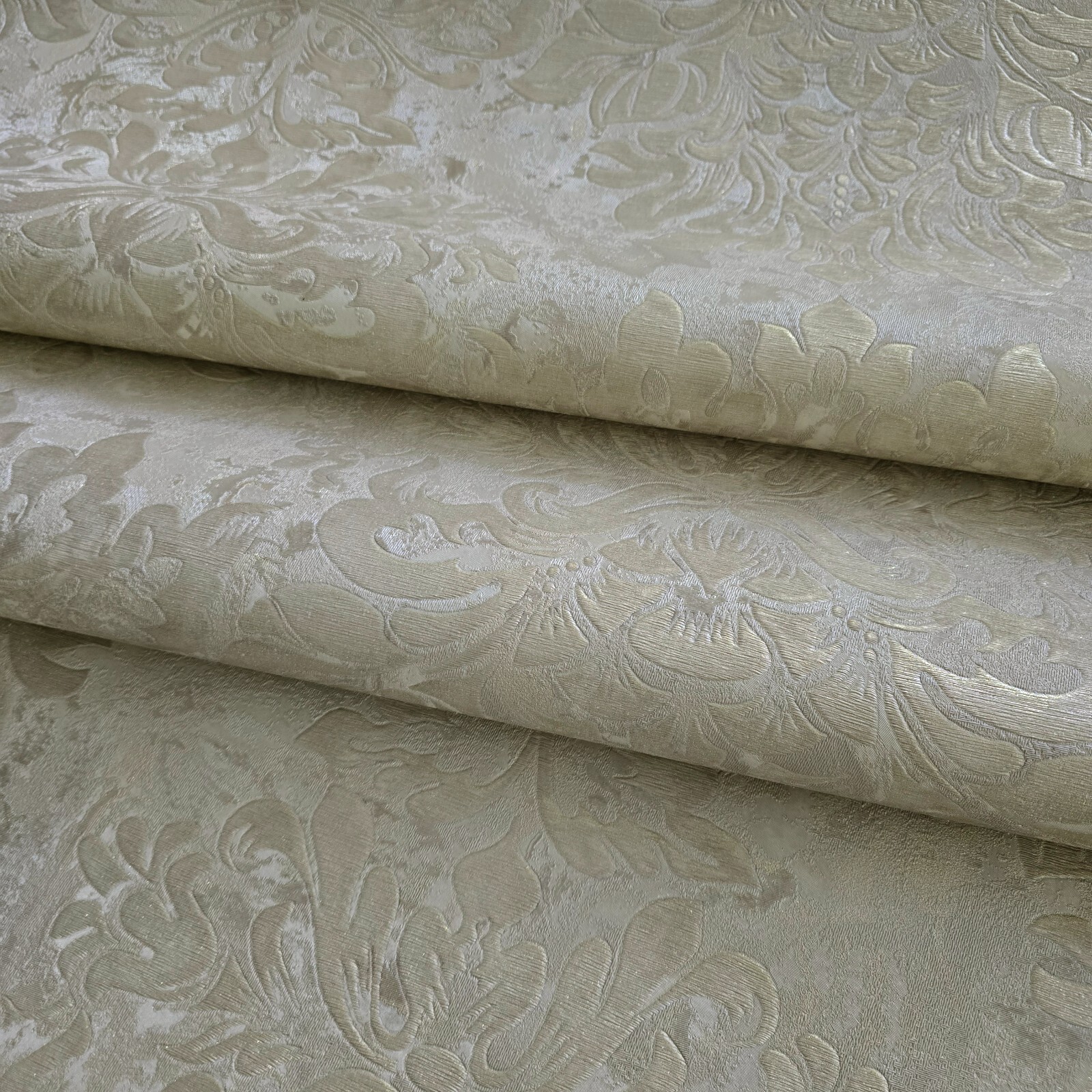 Taupe tan cream gold metallic Victorian floral damask plaster textured ...