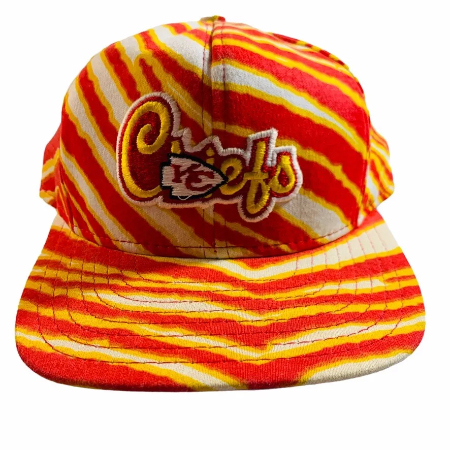 Vintage Kansas City Chiefs Zubaz striped NFL snapback hat cap
