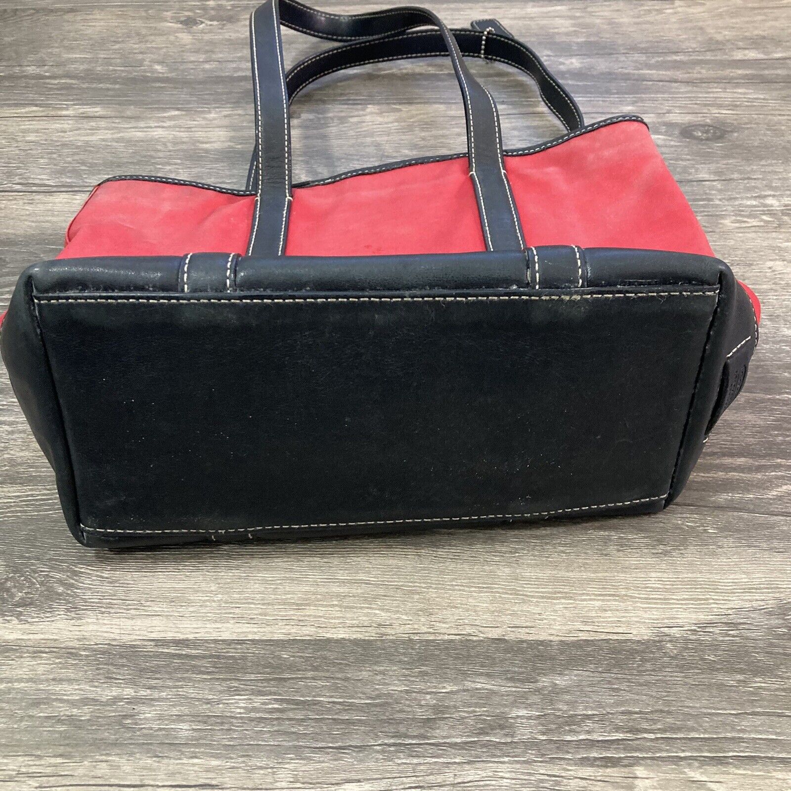 Coach Bag Mini Tote Shopper Black Leather Red Can… - image 5