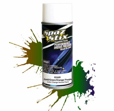 Spaz Stix - Color Change Aerosol Paint, Gold/Green/Orange/Purple