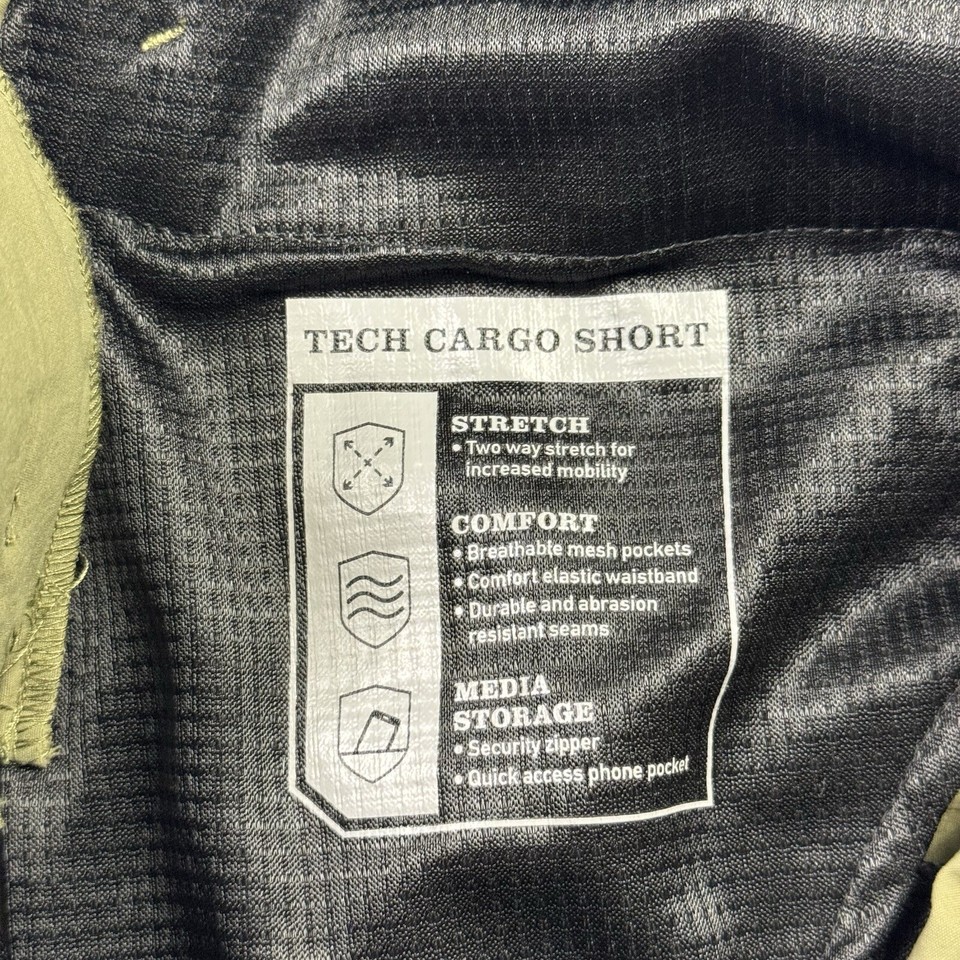 Orvis Men’s Tech Cargo Shorts 9" Inseam Stretch Outdoor Trail Green Sz