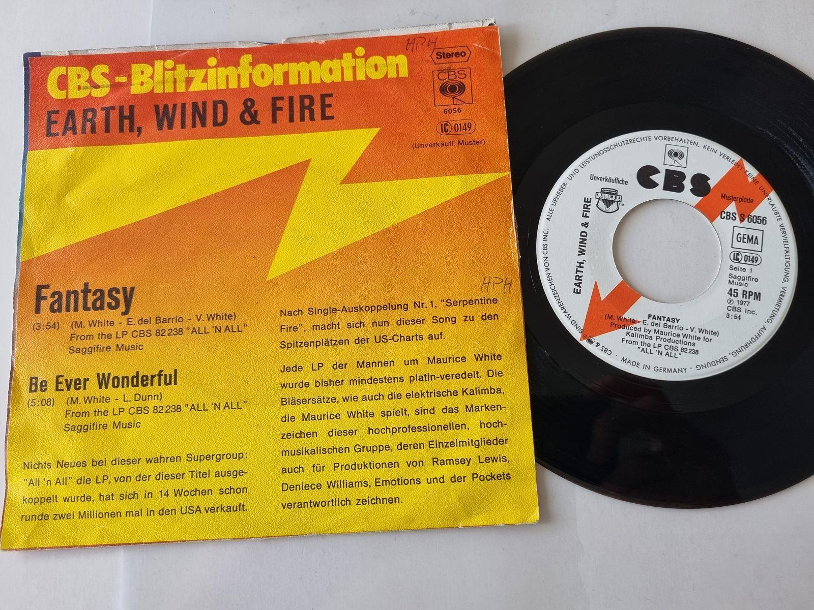 7"" Single Earth, Wind & Fire - Fantasy Vinyl Germany PROMO