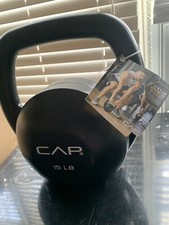 CAP 15 lb Pound Vinyl Kettlebell Black Home Gym Weightlifting Fitness Workout
