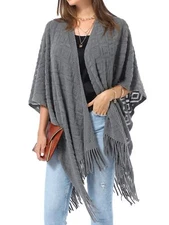 Soul Young Knit Shawl Wrap for Women Ladies Fringe Poncho Blanket Cardigan Ca...