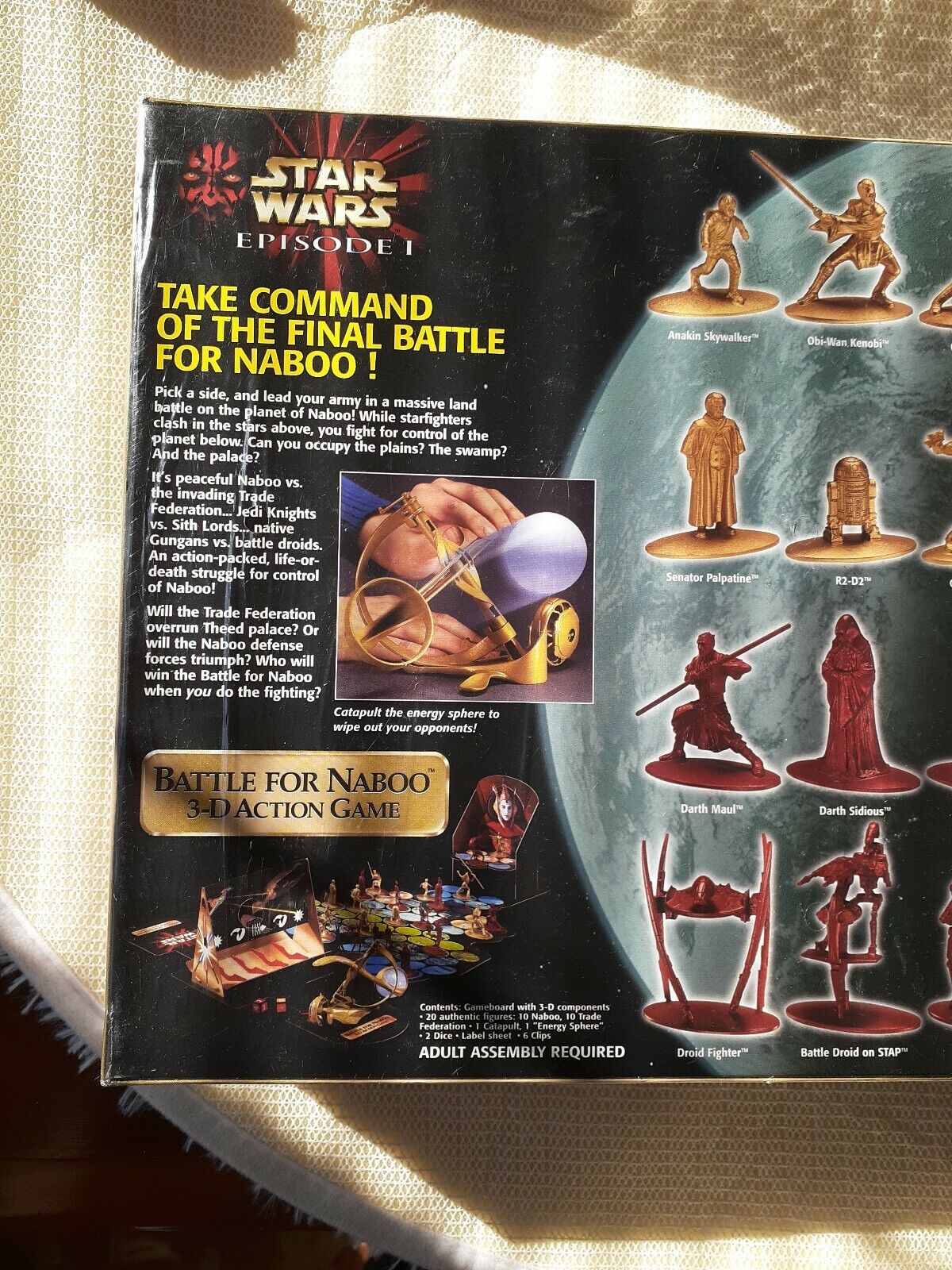 RARE Hasbro Star Wars Episode 1 Battle for Naboo 3d Action Board Game 1999  for sale online