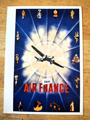 AIR FRANCE Menu Vintage Airplane Poster Image Original A/F Issue #2