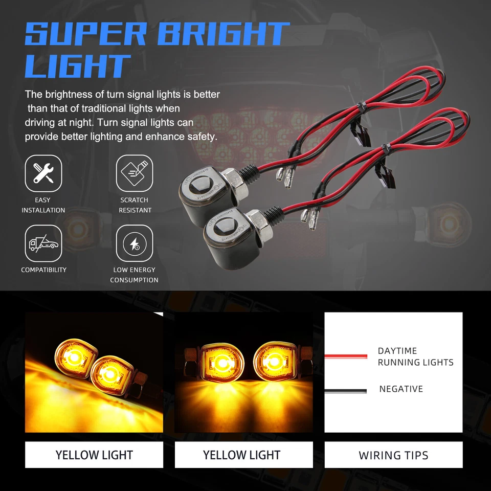 2x Mini LED Señales de Giro Ámbar Luz Intermitente Para Ducati Scrambler Desert Sled Foto 4 de 4
