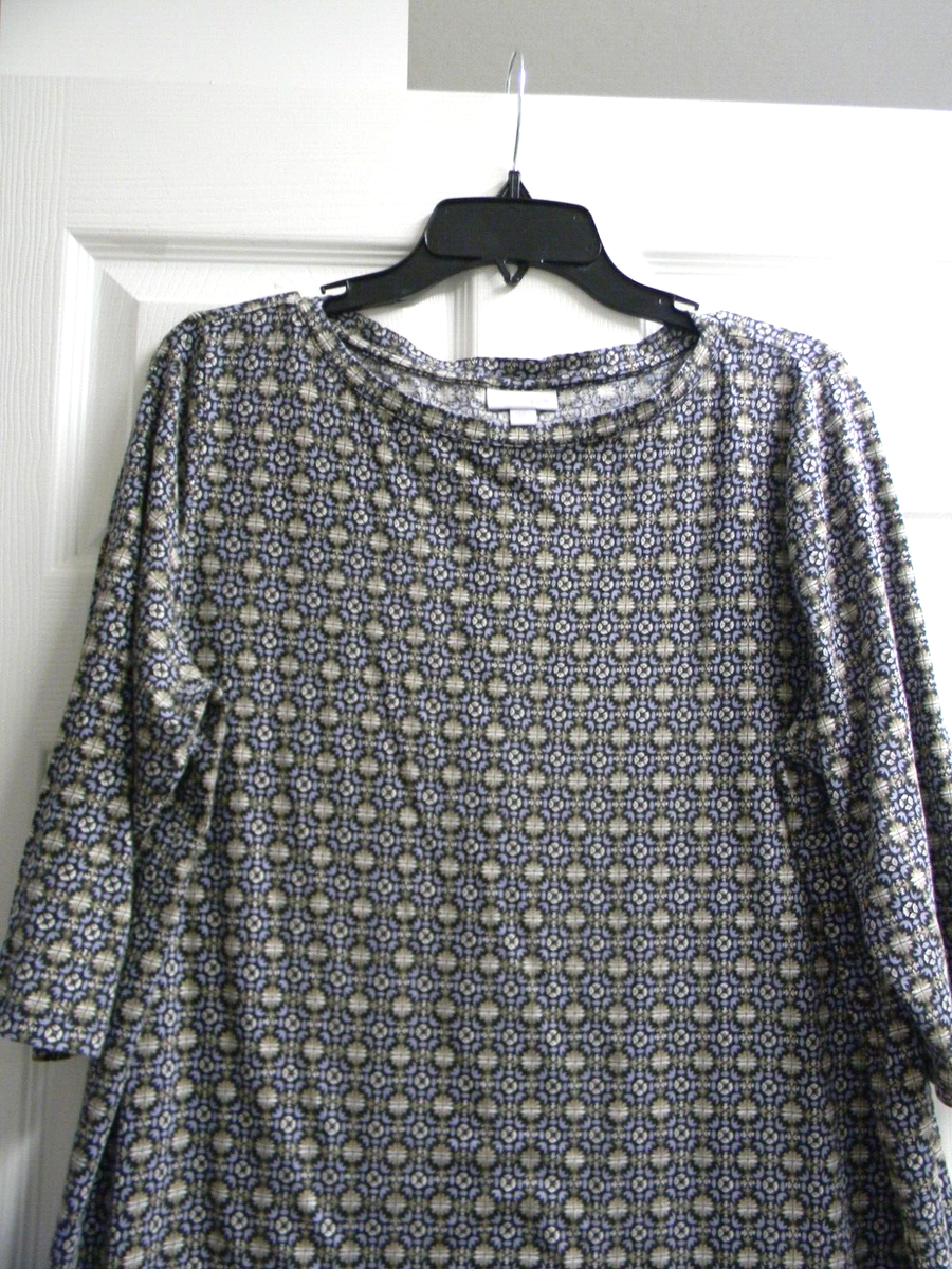 j jill, Sz.,Large Black/Blue/Brown/Beige, Multi. Geometric Print