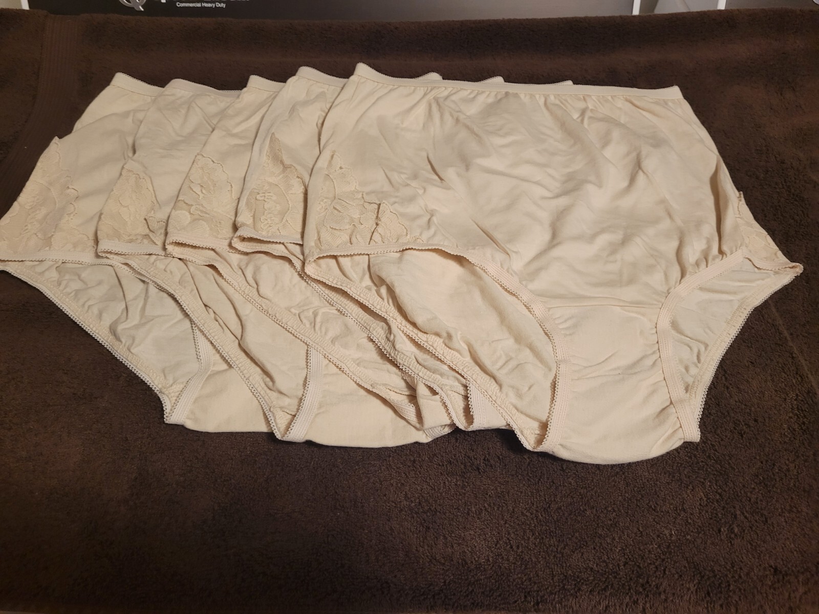 5 Pr Vanity Fair Lace Nouveau Cotton 15321 Size 7 Large Beige/Fawn Lot