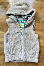 New Mini Boden Girls Oatmeal Beige Sherpa Hooded Vest, 5-6Y