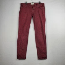 Current/Elliott Skinny Jeans Women's 29 Red Leopard Print Denim Stretch Skinny