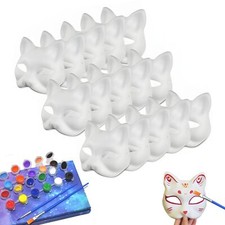 15 Pcs White Paper Cat Masks to Painted for Kids DIY Crafts Costume Cosplay