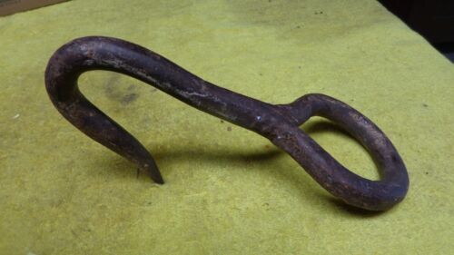 Hand Forged Antique Blacksmith Meat Hook, 1/2" diameter steel hook, 7 1/2" long - Picture 2 of 7