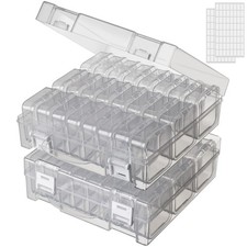 Bead Organizer Box Small Storage Containers 2 PCS 24 Slots Transparent Craft