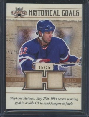 2022 Leaf Lumber Hockey Stephane Matteau #HG-5 Historical Goals Game Used /25